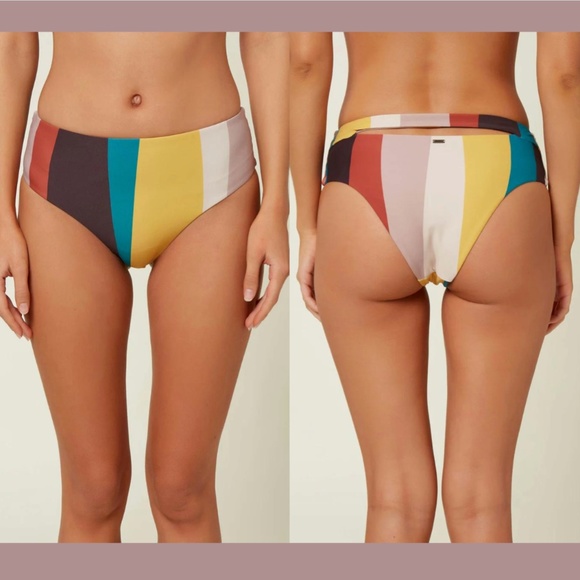 NEW O'Neill [ Medium ] Sapa Stripe High Rise‎ Bikini Bottom - Picture 1 of 12
